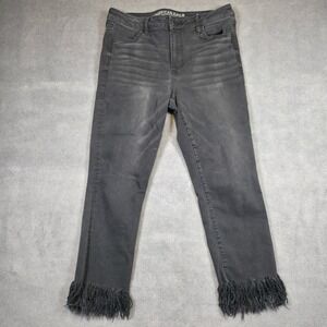 American Eagle Jeans Women 16 Black Slim High Rise Next Level Stretch Faded